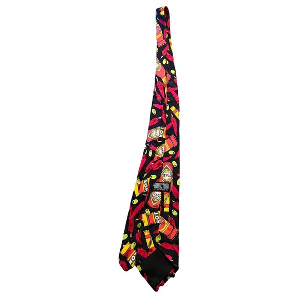 Bolero Addiction Hot Sauce Necktie Tie Olives Peppers Hot And Spicy 100% Silk - Picture 4 of 6
